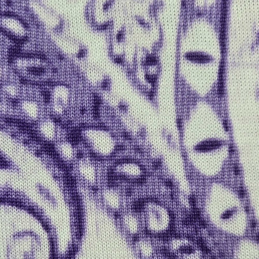 Chico's Purple White Paisley Open Front Lightweight Longline Cardigan Boho - Picture 5 of 7
